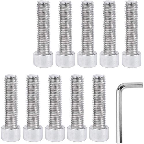 KAL-11Pcs Acier Inoxydable Pièces Pour Vélos - Vis À Six Pans Creux Vis Cylindrique Boulon Fixations Pour Vélo, Argent, (M5X20)*10+Clés Allen*1