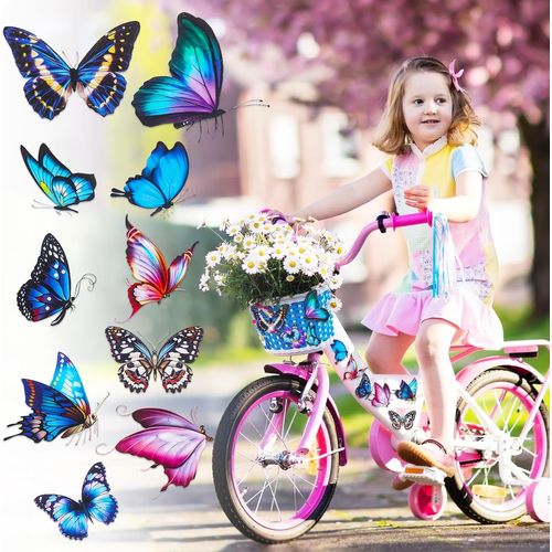KAL-Lot De 30 Autocollants Papillon 3D Pour Vélo Et Fille - Imperméables - Pour Vélo, Voiture, Scooter, Ordinateur Portable - Décoration Diy