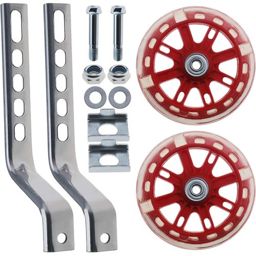 Kal-1 Paire De Stabilisateurs De Vélo Pour Enfants Noir/Rouge/Rose Avec Led Clignotante Pour Vélo De 12 À 20 Pouces Pour Aider À Équilibrer Les Composants Inclus