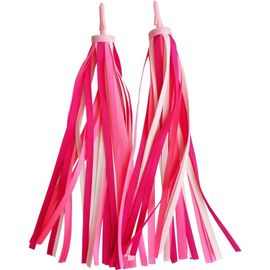 Kal-1 Paire De Pompons Pour Guidon De Vélo Pour Enfant - Serpentins Décoratifs - Pour Vélo - Streamer - Franges De Guidon - Pour Vélo D'enfant - Décoration - Ruban Rose Dégradé