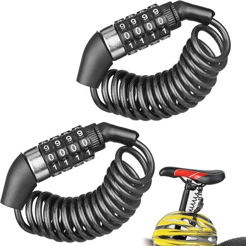 Kal-Lot De 2 Cadenas Pour Casque De Vélo Avec Code Numérique Pour Vélo, Tricycle Et Moto