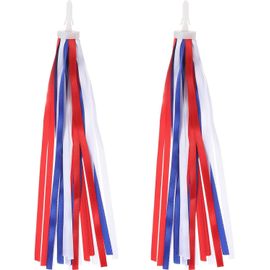 Kal-Rubans Guidon Vélo, Pompons Colorés Pour Accessoires Décoration Guidon Vélo, Tricycle Pour Filles, Blanc Rouge Bleu