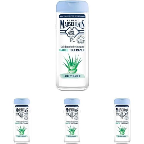 Kal-, Gel Douche Hydratant Haute Tolérance Aloe Vera Bio (Flacon De 400 Ml) \U2013 98% D'ingrédients D'origine Naturelle \U2013 Pour Tous Types De Peaux, Même Sensibles (Lot De 4) 