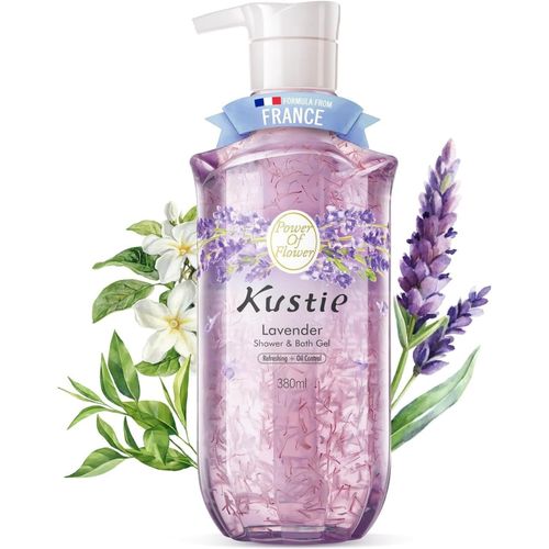 Kal-Gel Douche Lavande \U2013 Avec Pétales Visibles \U2013 Antibactérien, Hydratant & Anti-Acné Au Tea Tree \U2013 Parfum 24h \U2013 Peaux Sensibles Et Sèches, Flacon Pompe, 380ml 