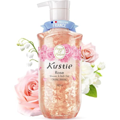 Kal-Gel Douche Anti-Âge À La Rose - Gel Douche Hydratant Avec Vrais Pétales Et Huile De Rose - Anti-Rides, Parfum 24h - Pour Peaux Sèches Et Sensibles - Flacon Pompe, 380 Ml 