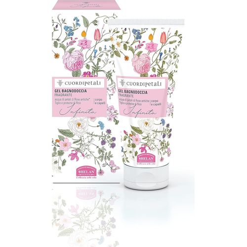 Kal-, C?ur De Pétales, Shampoing Et Gel Douche Naturels Et Délicats Pour Le Corps Et Les Cheveux, Gel Douche Parfumé Aux Pétales De Rose,- Bain Moussant 200 Ml - Fabriqué En Italie 
