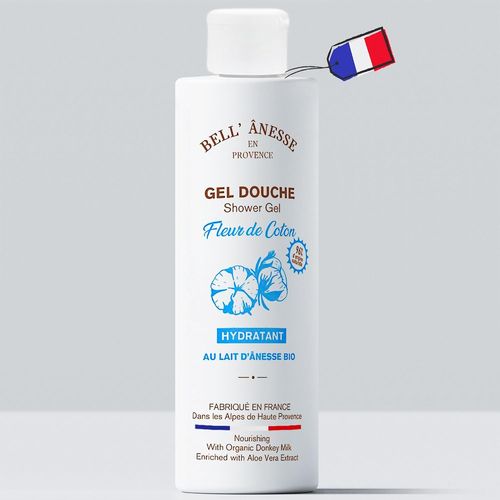 Kal-Gel Douche Fleur De Coton Au Lait D'ânesse Bio 250 Ml. Fabrication Française. Tous Types De Peau 