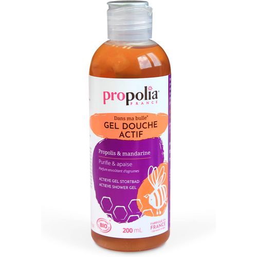 Kal-- Bio - Gel Douche Actif - Propolis, Mandarine & Camomille - Nettoyant, Purifiant & Apaisant - Parfum Agrumes - Enfants Et Adultes - Fabriqué En France - 200 Ml 
