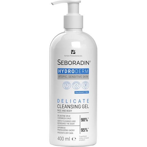 Kal-Hydroderm Gel Douche Pour Peau Sensible Sèche Atopique Gel Lavant Pour Le Visage Et Le Corps Nettoyant Avec Du D-Panthénol Apaisant Huile De Graine De Coton 400ml 