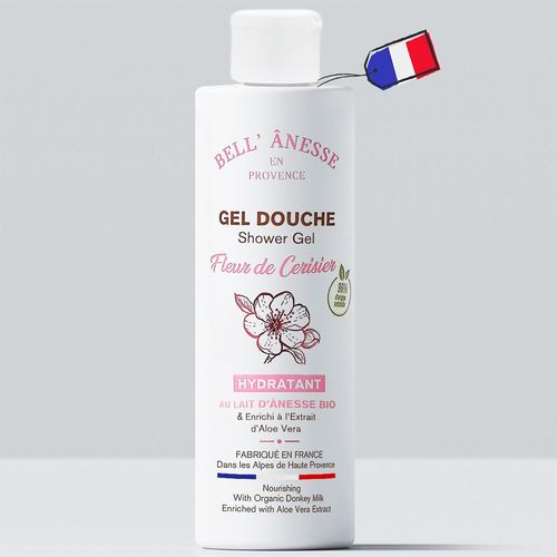 Kal-Gel Douche Fleur De Cerisier Au Lait D'ânesse Bio 250 Ml. Fabrication Française. Tous Types De Peau 