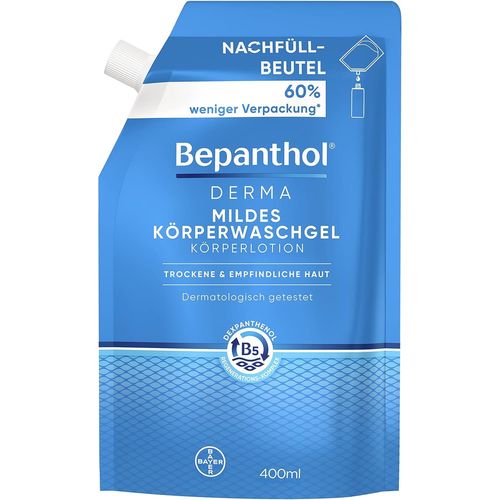 Kal-® Derma Gel Nettoyant Doux Pour Le Corps 400 Ml Recharge De Gel Douche Doux Pour Peaux Sensibles Et Sèches Hydratant Testé Dermatologiquement Avec Dexpanthénol Sans Parfum 
