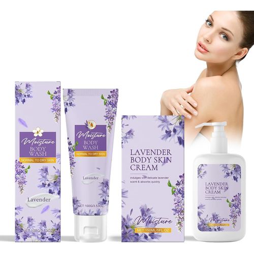 Kal-Gel Douche Lavande Et Lotion Corporelle À La Lavande, Lait Corporel Hydratant, Gel Douche Apaisant, Bain Moussant Relaxant, Crème Corps Hydratante, Doux Et Hydratant Pour La Peau 