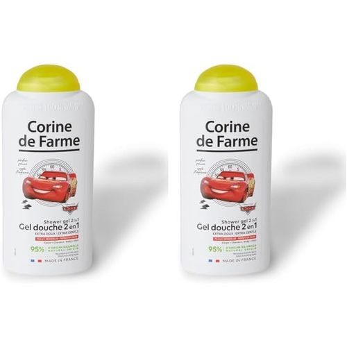 Kal-- Gel Douche Extra-Doux Cars Disney - Gel Lavant 2-En-1 Corps Et Cheveux Pour Enfant - Formule Peau Sensible, Clean Beauty, Ne Pique Pas Les Yeux - Flacon Recyclable 300ml (Lot De 2) 