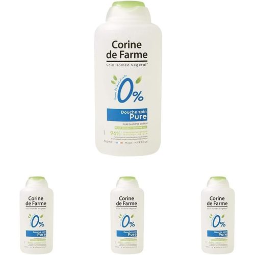 Kal-- Gel Douche Soin Pure 0% - Formule Pour Peaux Sensibles - Sans Savon, Zéro Colorant, Ph Neutre - Flacon 100% D'origine Végétale \U2013 Parfum Doux \U2013 Fabriqué En France (Lot De 4) 