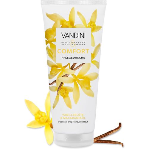 Kal-Comfort Douche De Soin Pour Femme 200 Ml Avec Fleur De Vanille Et Huile De Macadamia \U2013 Gel Douche Pour Peaux Sèches Et Exigeantes \U2013 Végétalien, Sans Parabène Ni Silicone, Testé 