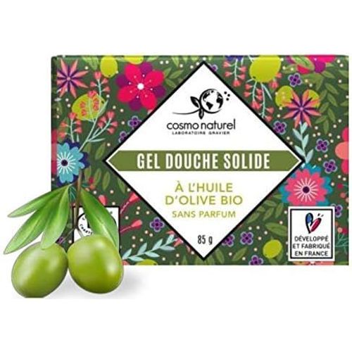 Kal-Gel Douche Solide Bio À L'huile D'olibe Bio 85g, Fabriqué En France Par -À L'huile D'olive Bio, Pour Tonifier Et Revitaliser La Peau. Ce Gel Douche Sans Parfum 