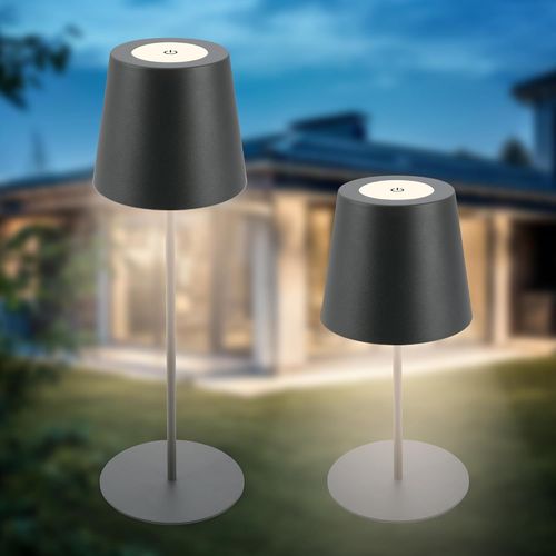 Kal-- Lampe De Table Led Sans Fil Ip44 Avec Touche, Variateur D'intensité Par Paliers, Lampe Chevet, Lecture, Camping, Table, Extérieur, 36x10,5 Cm