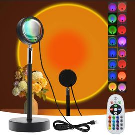 KAL-Lampe De Coucher De Soleil, Lampe De Soleil, Lampe De Soleil, Projecteur Led Usb, Rotation À 360 °, Lumière D'Ambiance Romantique Pour Photographie, Selfie, Dopamine, Décoration De Salon
