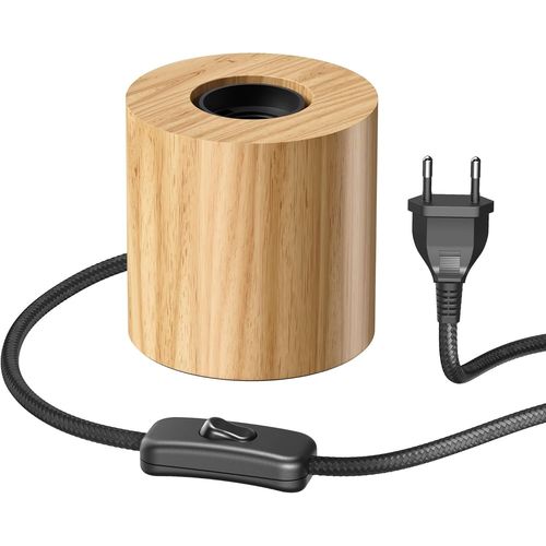 Kal-Lampe De Table Hito, Interrupteur, Bois Véritable (Hévéa), Ronde, Marron Clair, 1x E27 Max. 60w