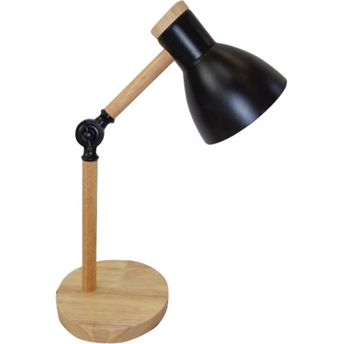 Kal-- Lámpara Flexo D'écriture Teacher - 1xe-27 - Métal Et Bois - Idéal Pour Bureau Et Chambre - Noir - Design Moderne Et Élégant, Matériau: Métal (Ampoule Non Incluse) (Noir)
