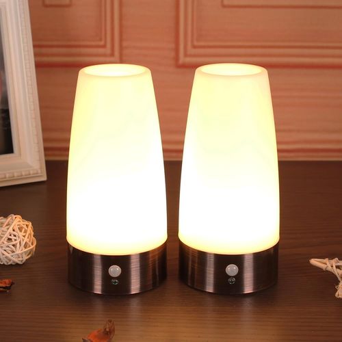 Kal-Lot De 2 Lampes De Chevet Led Sans Fil Avec Détecteur De Mouvement Pir, 3 Modes, Alimentées Par Piles, Fonctionne Avec 3 Piles 1,5 Vaaa, Lampe Mobile Sensible