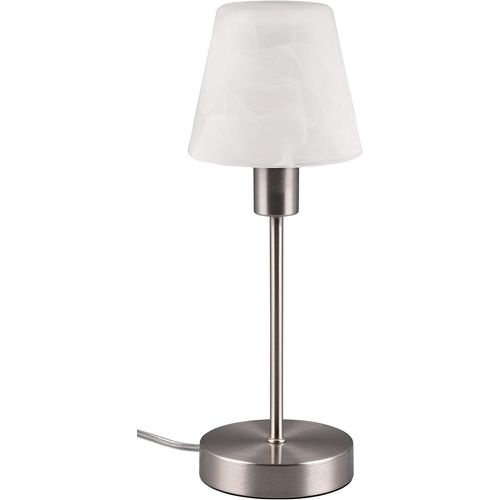 Kal-Lampe De Table Luis Ii 595700107, Métal Nickel Mat, Verre Albâtre Blanc, Excl. 1x E14, On/Off Touch