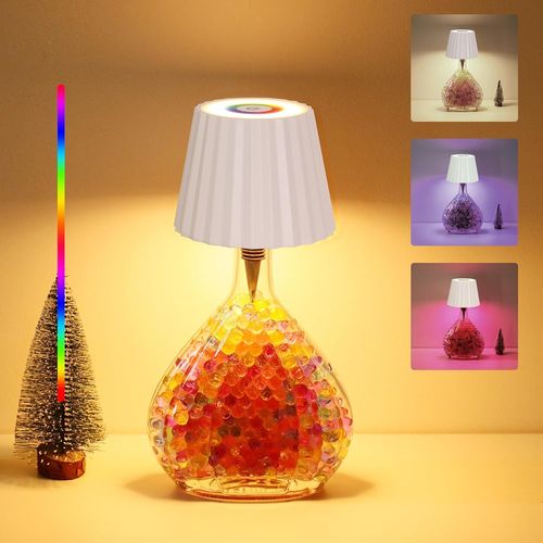 Kal-Lampe Bouteille, Lampes De Table Sans Fil Rechargeable Par Usb, Lamp De Bouteilles Avec Trois Couleurs Et Réglage Continu De La Luminosité