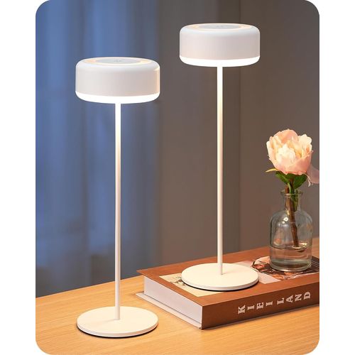 Kal-Lampe De Chevet Tactile Sans Fil, Gradation En Continu, Chargement Magnétique, Ip54 Étanche, Batterie De 4400 Mah, Lampe De Table Led Pour Éclairage Intérieur Et Extérieur, Blanc