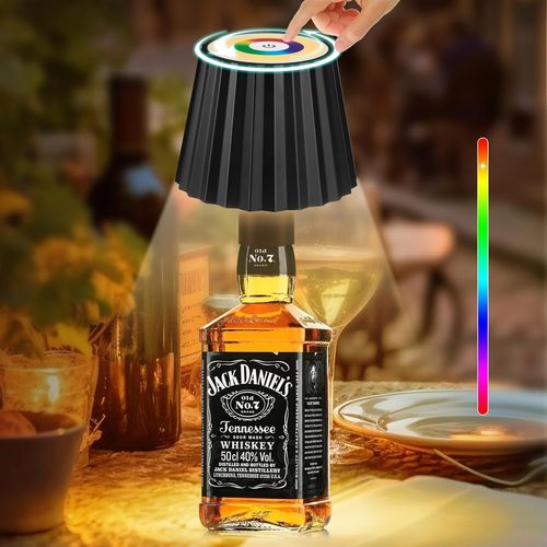Kal-Lampe De Bouteille Dimmable, 5200 Mah, Rechargeable Lampes De Table Led Sans Fil, Ip54 Étanche, 16 Rgb Couleurs Lampe De Table Tactile, Pour Intérieur Et Extérieur, Restaurant, Bar (Noir)