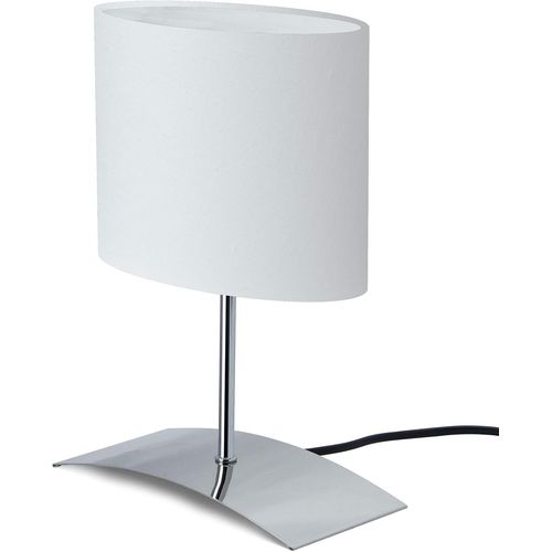 Kal-2018-04w Lampe De Chevet *White House* Lampe De Table Avec Abat-Jour En Tissu Blanc Incl. 1x Douille E14 Pour Ampoules Led, Lampe De Rebord De Fenêtre, Lampe De Bureau (Sans Ampoule)