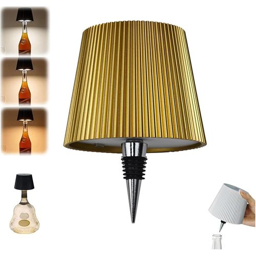Kal-Lampe Bouteille Sans Fil Rechargeable 2000mah, Lampe De Table Tactile Led Moderne Pour Bar Restaurant, Accessoires Et Décorations (Or)