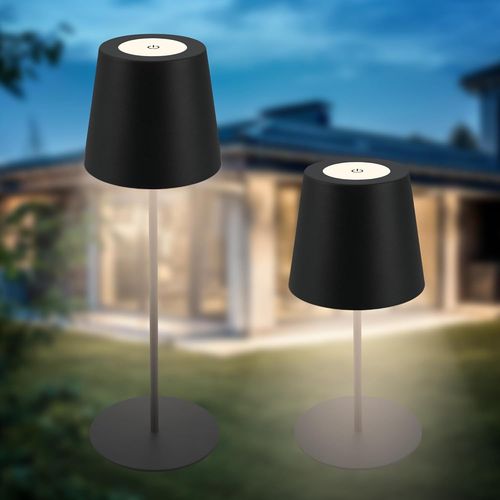 KAL-- Lampe De Table Led Sans Fil Ip44 Avec Touche, Variateur Par Paliers, Batterie Et Source Interchangeables, Lampe Chevet, Lecture, Camping, 36X10,5 Cm, Noir