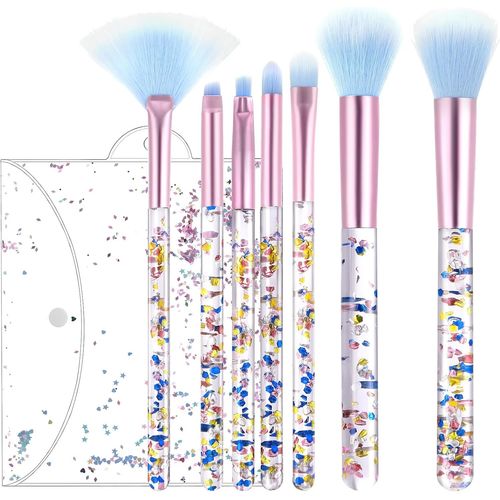 Kal-Lot De 7 Pinceaux De Maquillage Cristal Scintillants - Pinceaux De Maquillage - Pinceaux De Maquillage - Pour Fard À Paupières, Correcteur, Fond De Teint, Fard À Joues - Éventail - Indéfini 