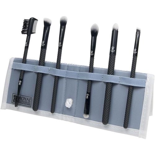 Kal-Royal & Langnickel Lot De 7 Pinceaux De Maquillage Professionnels Avec Pochette De Rangement ¿ Pinceau Biseauté, Ombreur À Paupières, Smoky Eye, Eyeliner À Sourcils Et Peigne À Cils, Noir 
