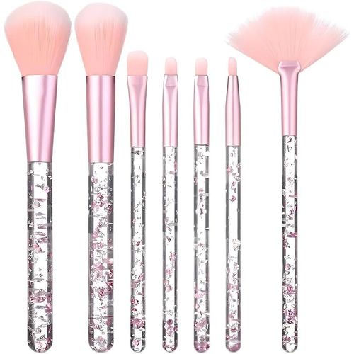 Kal-7pcs Pinceaux Maquillages Teint Synthétique Fond De Teint Maquillage Pour Les Yeux Pour Fondations Ombre À Paupières Fards À Joues, Pinceaux Maquillages,Set Pinceaux Maquillage(Rose) 
