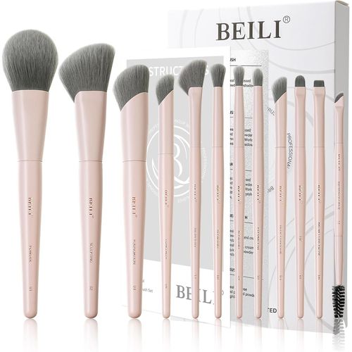 Kal-Lot De 12 Pinceaux De Maquillage Rose Végétalien Pour Poudre, Fond De Teint, Anti-Cernes, Sourcils, Fard À Paupières, Contour, Eyeliner Et Estomper Les Yeux 