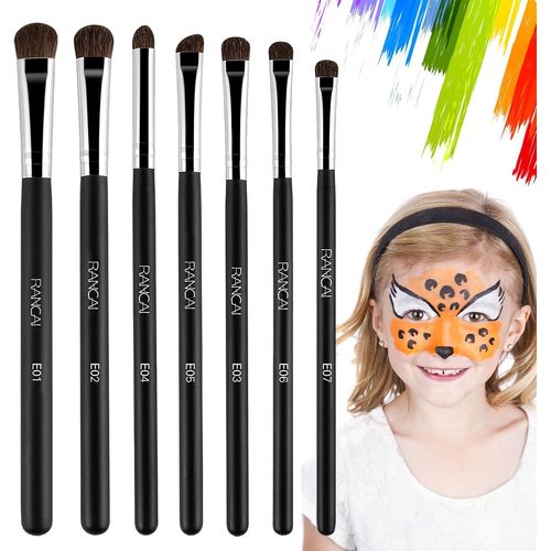 Kal-Lot De 7 Pinceaux De Maquillage Professionnels Pour Enfants, Pinceaux De Maquillage Pour Enfants, Pinceaux De Maquillage Pour Théâtre, Carnaval, Peinture Corporelle Débutant (Noir) 