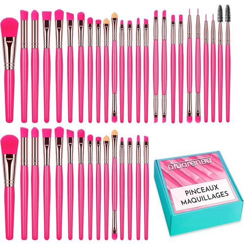 Kal-Pinceaux Maquillages Set 40 Pieces Poils De Qualite Pinceaux De Maquillage Avec Correcteur Pinceau Ombre A Paupieres Pinceau Maquillage Rose 