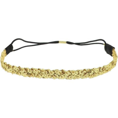 Kal-Bandeau Cheveux Femme Sequin Doré - Bandeau Fin Élastique Taille Unique - Headband Pour Coiffure Mariage Ou Soirée Strass Et Paillettes - Headband Fête Brillant Look Bohème, Hippie Chic