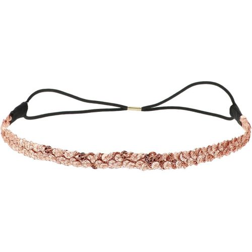 Kal-Bandeau Cheveux Femme Sequin Rose Gold - Bandeau Fin Élastique Taille Unique - Headband Pour Coiffure Mariage Ou Soirée Strass Et Paillettes - Headband Fête Brillant Look Bohème, Hippie Chic