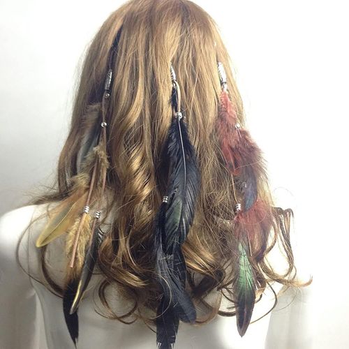 Kal-Pinces À Cheveux Plumes Boho Gypsy Bandeau Pince À Cheveux Coiffure Indienne Plumes Épingle À Cheveux Couvre-Chef Bijoux Pour Femmes Et Filles Spectacle (Beige)