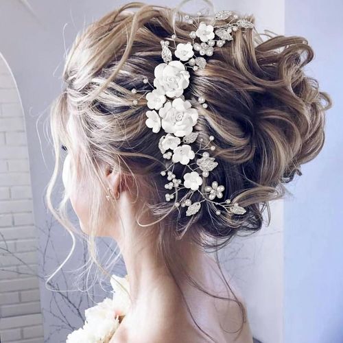 Kal-Fleurs De Mariage Cheveux Vigne, Cristal Bandeau De Mariage Bijoux De Cheveux, Perle De Mariée Épingle De Mariage En Forme U, Accessoires Cheveux Mariage Pour Femmes Et Filles