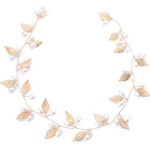 Kal-Cheveux Mariage Accessoirebandeau De Mariée En Perles De Feuille D'or Rose, Bandeau Pour Cheveux, Accessoires De Cheveux, Coiffe De Mariée, Robe De Mariée, Accessoires De Cheveux