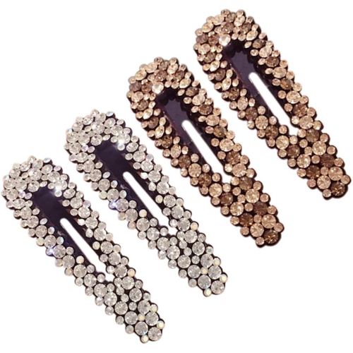 Kal-4 Pièces Strass Snap Pince À Cheveux, Femmes Barrettes Cheveux, Métal Épingle À Cheveux, Strass Cheveu Bijoux De Cheveux