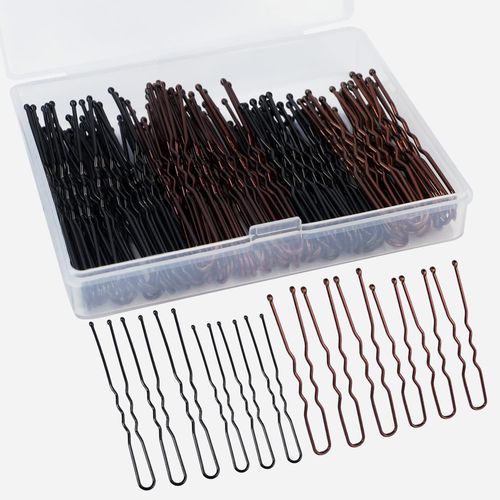 Kal-200 Pièces Pince Chignon, 5cm & 6cm Epingle Cheveux Femme Pince Cheveux Femme En Forme De U Barrette Cheveux Femme Avec Boîte Epingle A Cheveux Métal Pour Maison Salon De Coiffure (Noir, Marron)