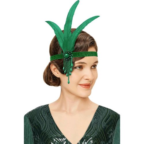 Kal-Bandeau Pour Femme Style Années 20 Gatsby, Style Années 20, Vert Foncé