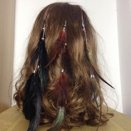 Kal-Pinces À Cheveux Plumes Boho Gypsy Bandeau Pince À Cheveux Coiffure Indienne Plumes Épingle À Cheveux Couvre-Chef Bijoux Pour Femmes Et Filles Spectacle (Rouge)