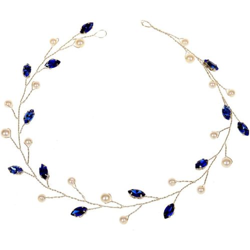 Kal-Accessoire Cheveux Mariage Bleu, Bijoux Cheveux Mariage, Accessoires Cheveux, Couronne De Fleurs Pour Cheveux, Headband Pour Demoiselle D¿Honneur Accessoire Mariage Femme Fête Anniversaire