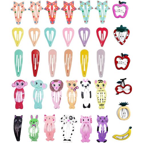 Kal-36 Pièces Barrettes À Cheveux,Couleur Bonbon Animal Barrettes,Barrettes À Cheveux Fille,Couleur Barrette Cheveux En Métal,Motif Mignon Épingles À Cheveux Animaux