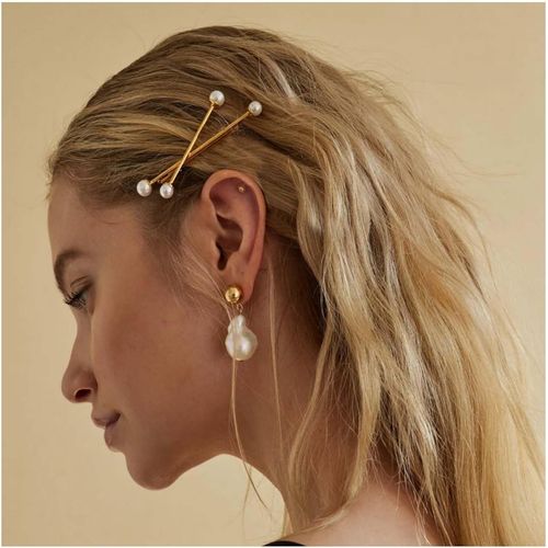 Kal-Barrette Perle Vintage Barrette Perle Blanche Barrette Perle Épingles À Cheveux Barrette Perle Coiffure Perle Accessoires Décoratifs Bijoux Pour Femmes(Blanc)